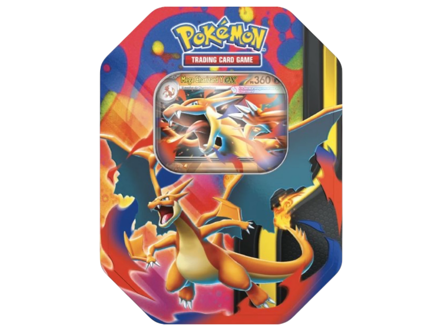 Tin Pokémon Mega Charizard Y ex – Box con Carte e Bustine GCC Originali