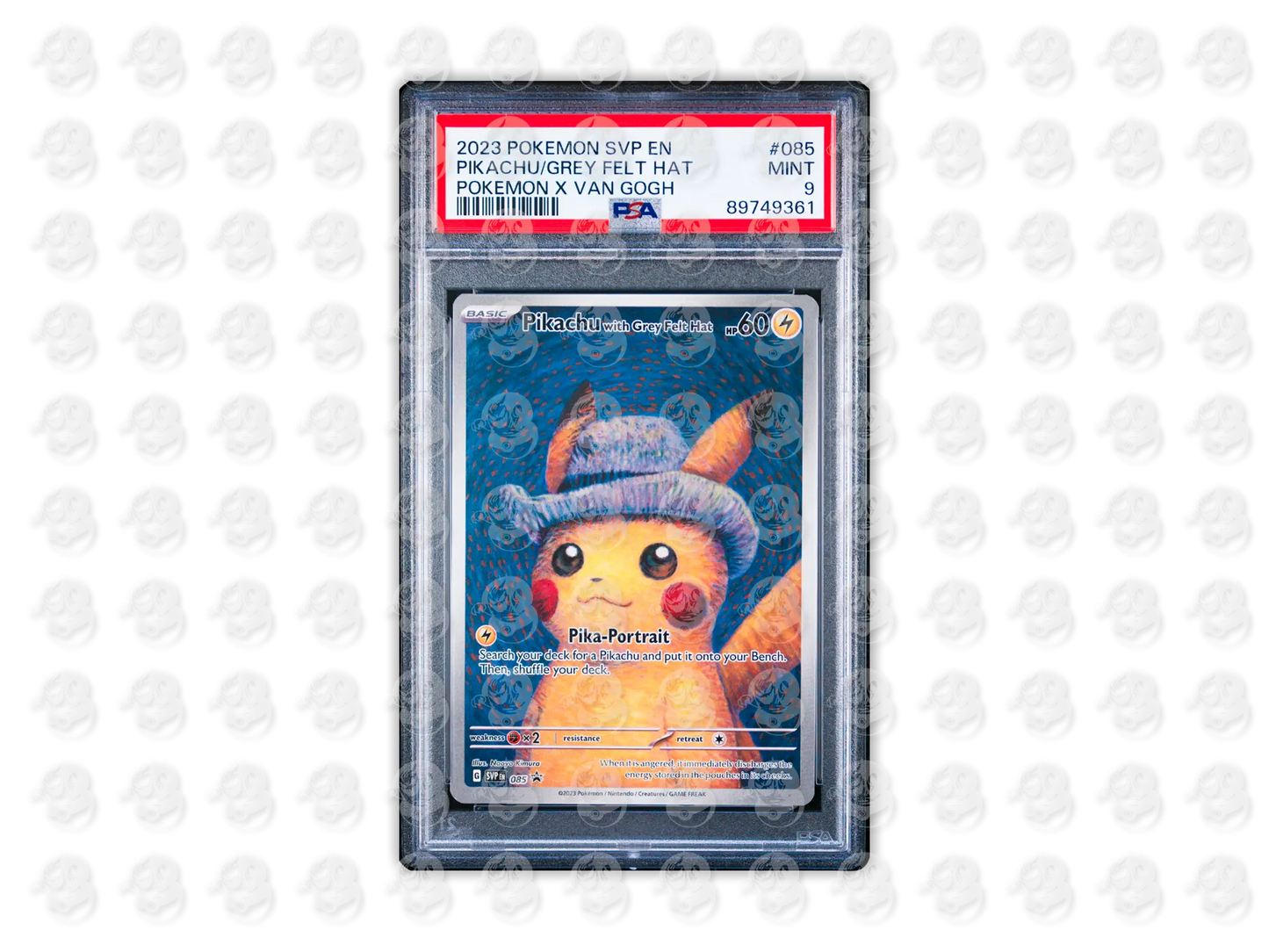 #085 PIKACHU WITH GREY FELT HAT - POKEMON X VAN GOGH | PSA 9 | 2023 SVP EN-SV BLACK STAR PROMO