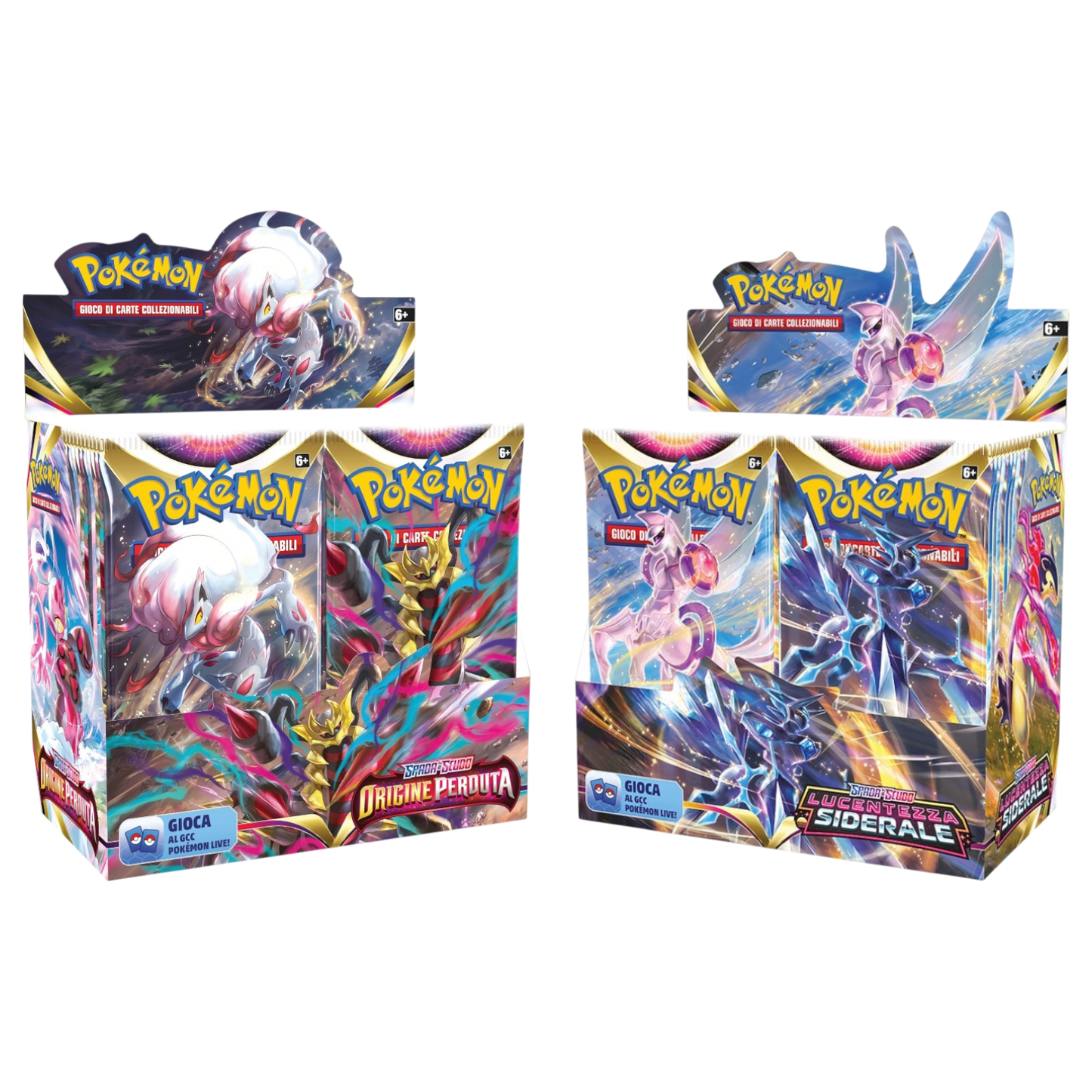 Coppia Display da 36 bustine Pokémon: Origine Perduta + Lucentezza Siderale
