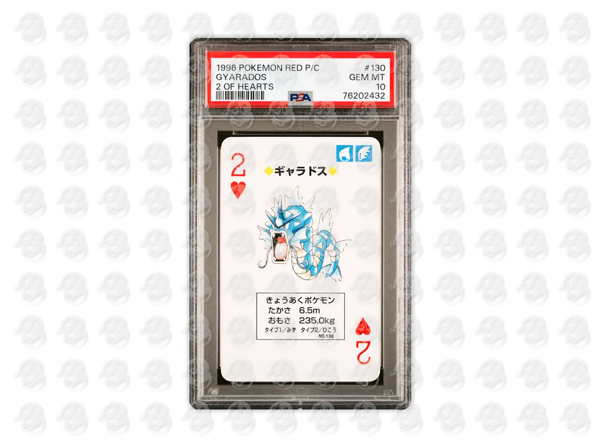 #130 GYARADOS - 2 OF HEARTS | PSA 10 | 1996 RED VERSION PLAYING CARDS