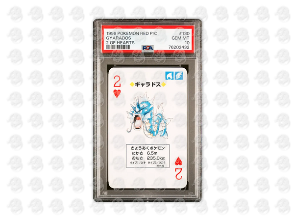 #130 GYARADOS - 2 OF HEARTS | PSA 10 | 1996 RED VERSION PLAYING CARDS