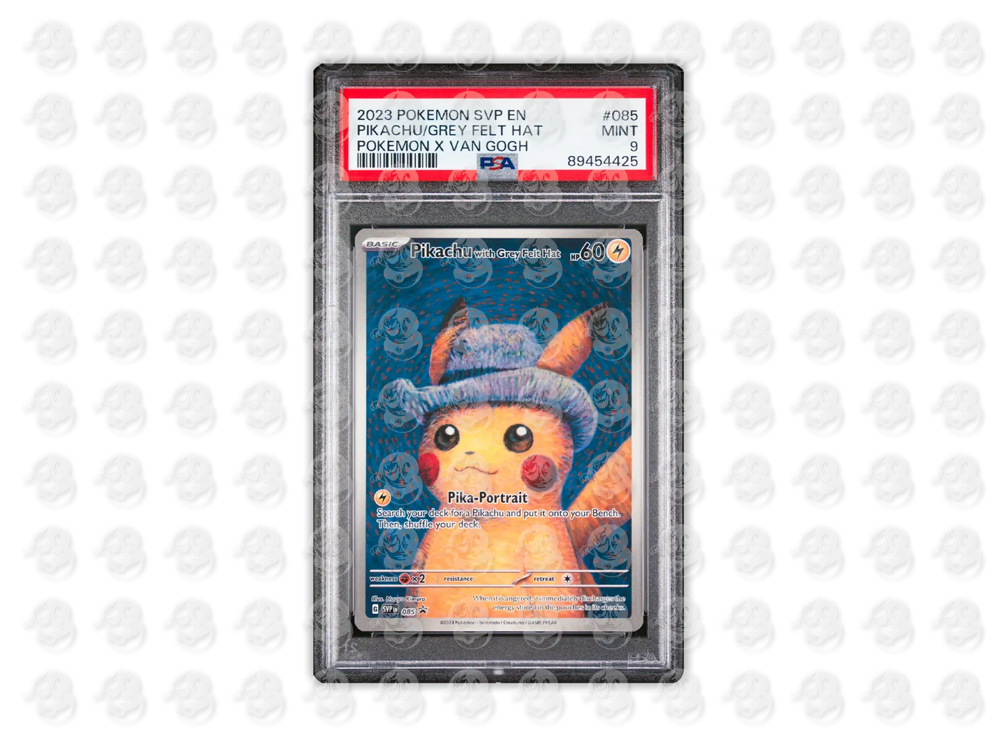 #085 PIKACHU WITH GREY FELT HAT - POKEMON X VAN GOGH | PSA 9 | 2023 SVP EN-SV BLACK STAR PROMO